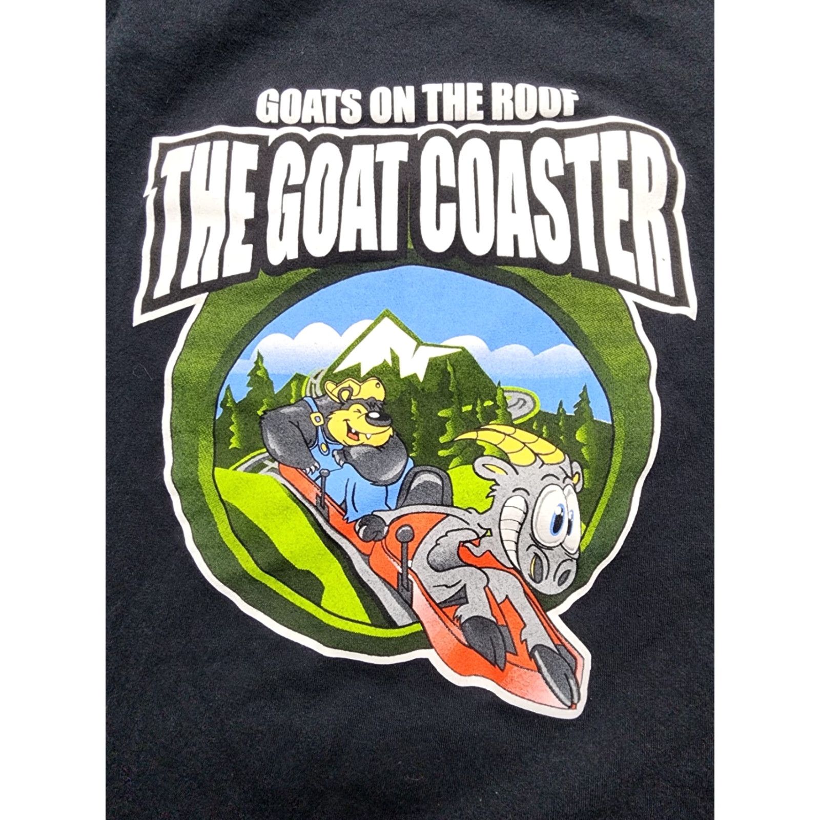 Gildan Gildan Mens 3XL Goats On The Roof Mountain Rollercoaster T-Shirt Distressed Funny Black 90s Animals Size US XXL / EU 58 / 5 - 6 Thumbnail