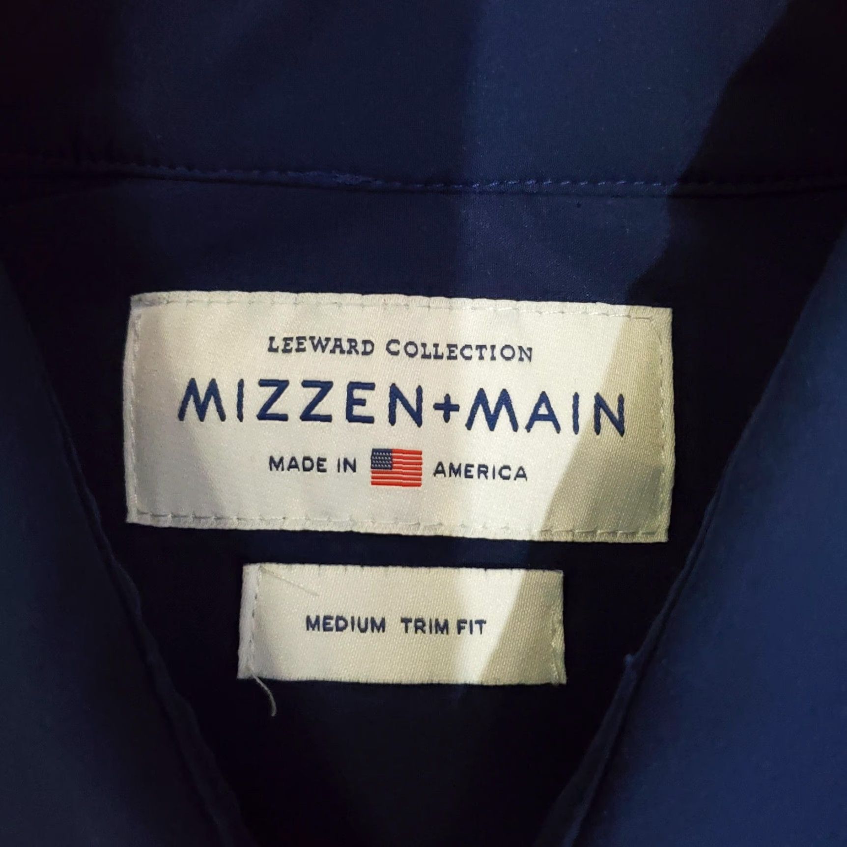 Mizzen+Main Mizzen+Main Leeward Shirt Mens Medium Blue Solid Slim Trim Fit Dress Performance Shirt Size 40R - 5 Thumbnail