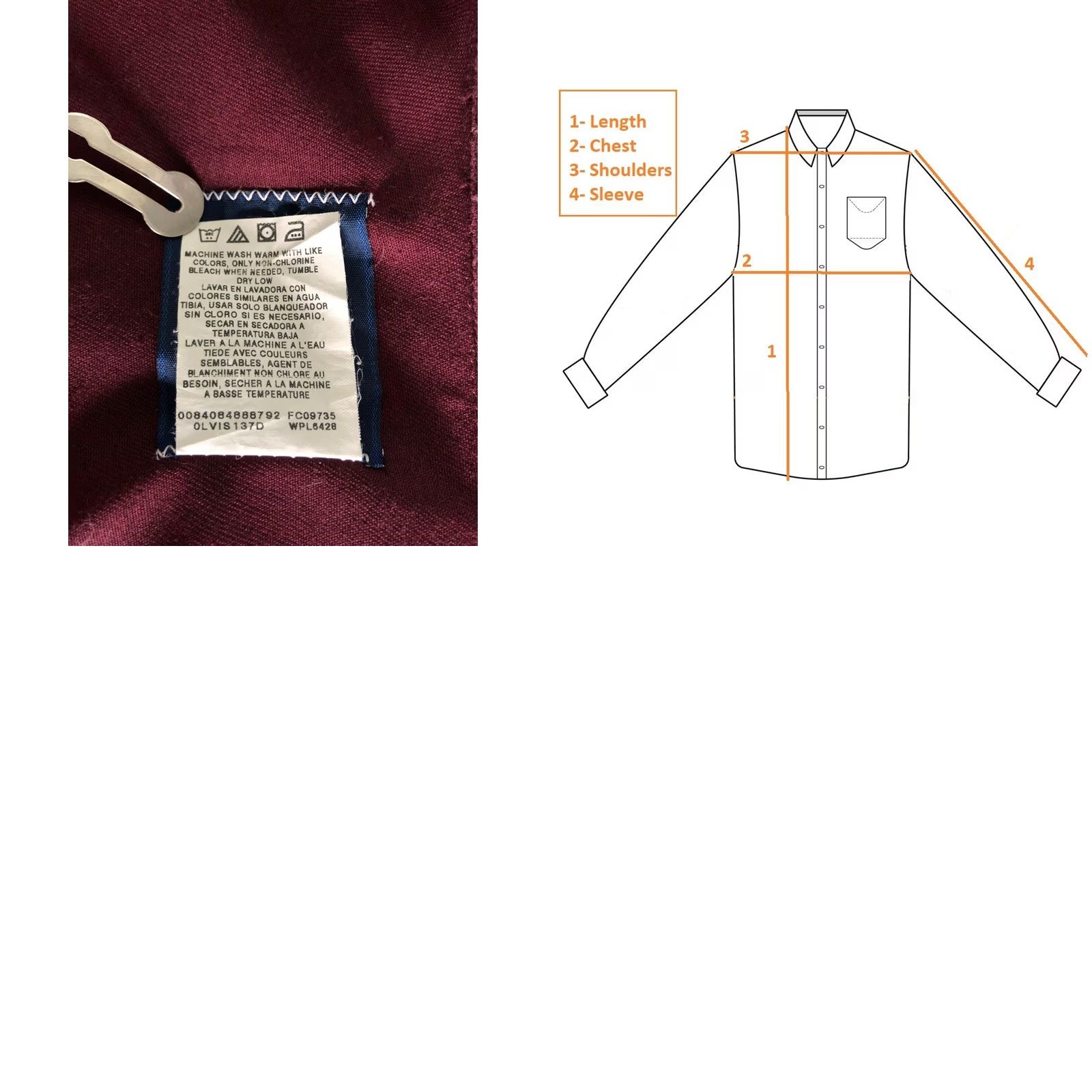 Wrangler Wrangler Men's Western Snap Shirt Burgundy Cotton Twill 15x34 Slim Regular Collar/Chest Pockets Snap Closure Casual Classic Mens Size US M / EU 48-50 / 2 - 10 Thumbnail