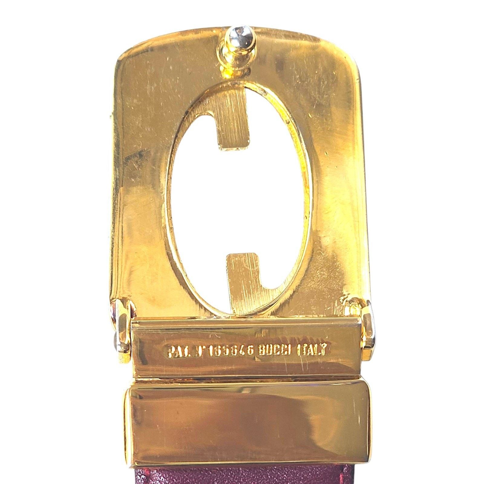 Gucci Gucci Vintage Reversible Leather Belt With Gold Tone Buckle Size 26 - 2 Thumbnail