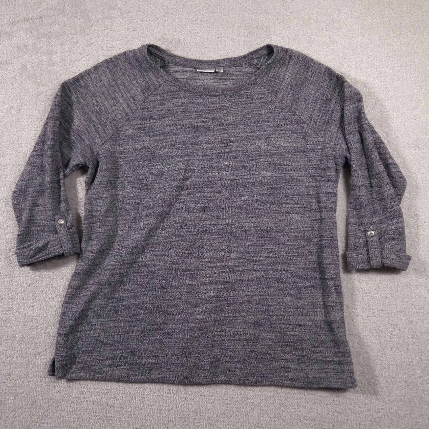 Croft & Barrow Croft & Barrow Sweater Womens 1X Gray Knit Raglan 3/4 Sleeve Roll Tab Pullover Size XL / US 12-14 / IT 48-50 - 2 Thumbnail