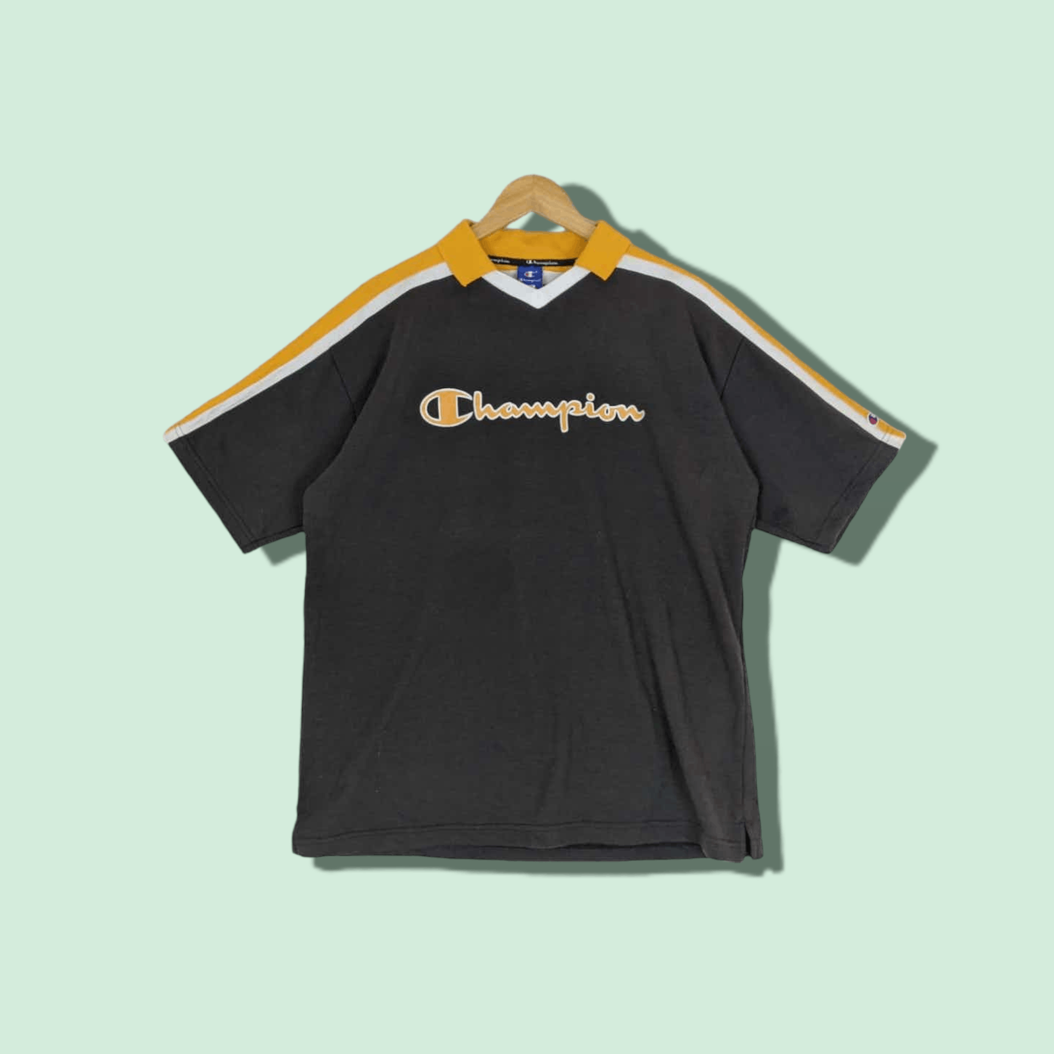 Champion Vintage CHAMPION Spell Out Polo Shirt Size US L / EU 52-54 / 3 - 1 Thumbnail