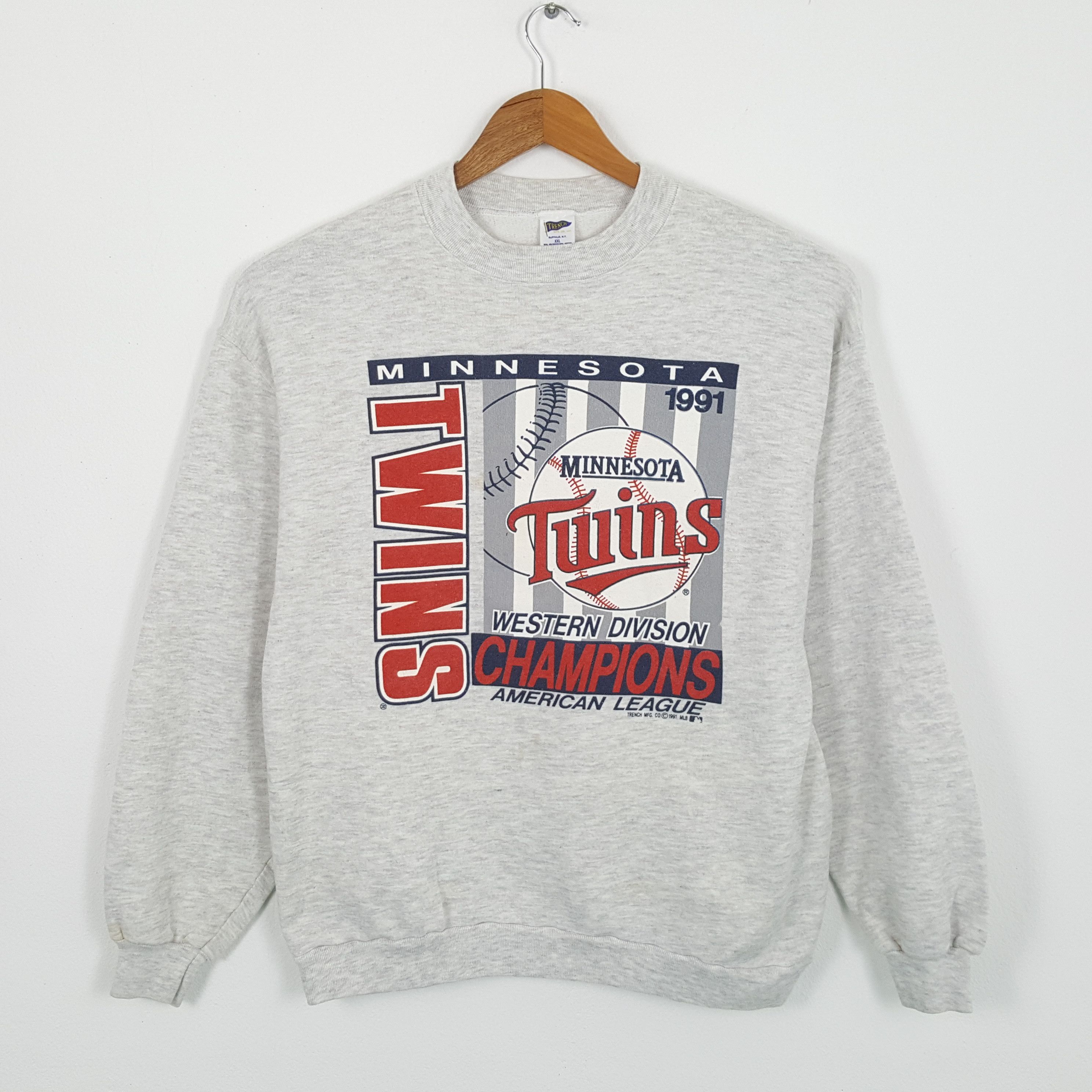 image of 90's Minnesota Twins Usa Baseball Mlb Sweatshirts in Grey, Men's (Size Large)