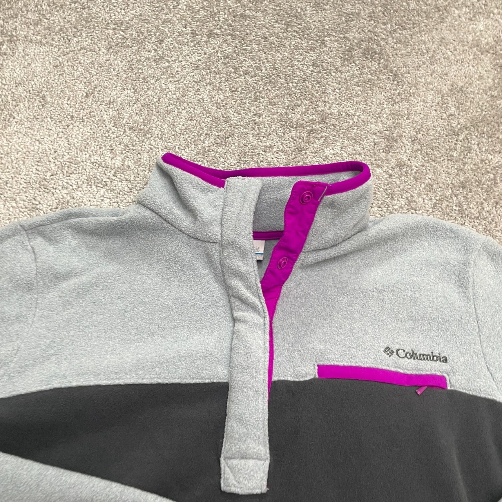 Vintage Columbia Fire Side Jacket Womens L Gray Purple 1/4 Snap Fleece Outdoor Casual Travel Autumn Winter Size L / US 10 / IT 46 - 3 Thumbnail