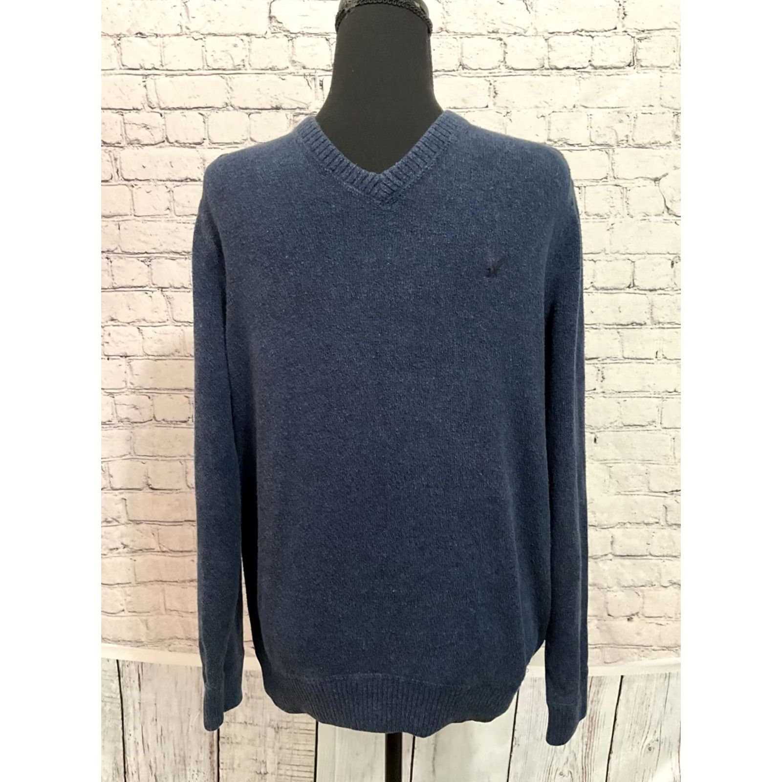 American Eagle Outfitters American Eagle Outfitters Sweater Shirt Men V-Neck Knit Blue S Regular Size US S / EU 44-46 / 1 - 7 Thumbnail