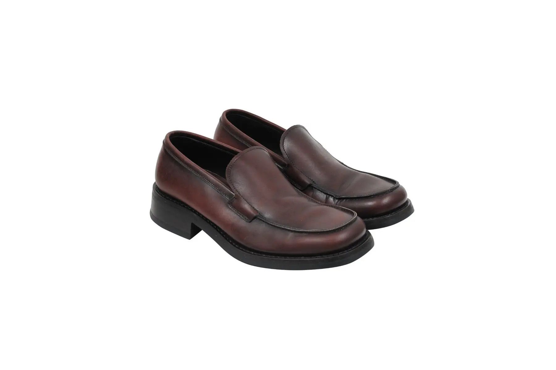 Prada Brown Leather Vintage Loafers - 01739 Size US 7 / EU 40 - 1 Thumbnail