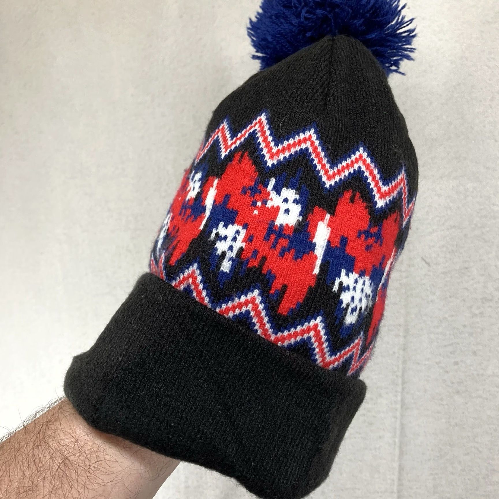Nike VINTAGE Nike Winter Knit Beanie Cuffed Pom Hat Black Blue White Red Kevin Durant Y2K Beanie Men's Women’s One Size Knit Acrylic Size ONE SIZE - 4 Thumbnail