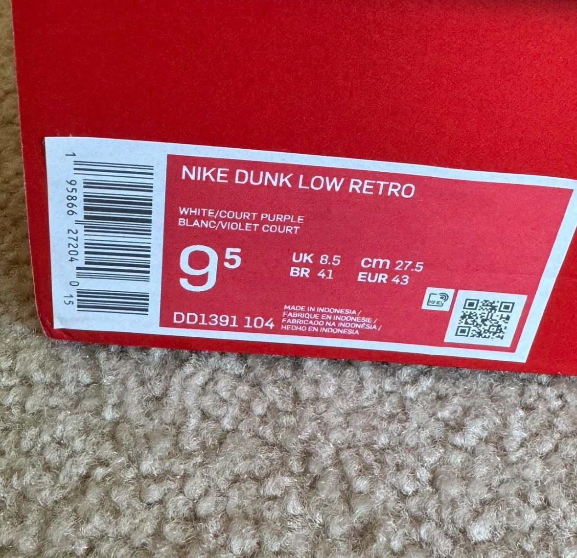 Nike Size 9.5 - Nike Dunk Low Retro Court Purple 2022 Size US 9.5 / EU 42-43 - 5 Thumbnail