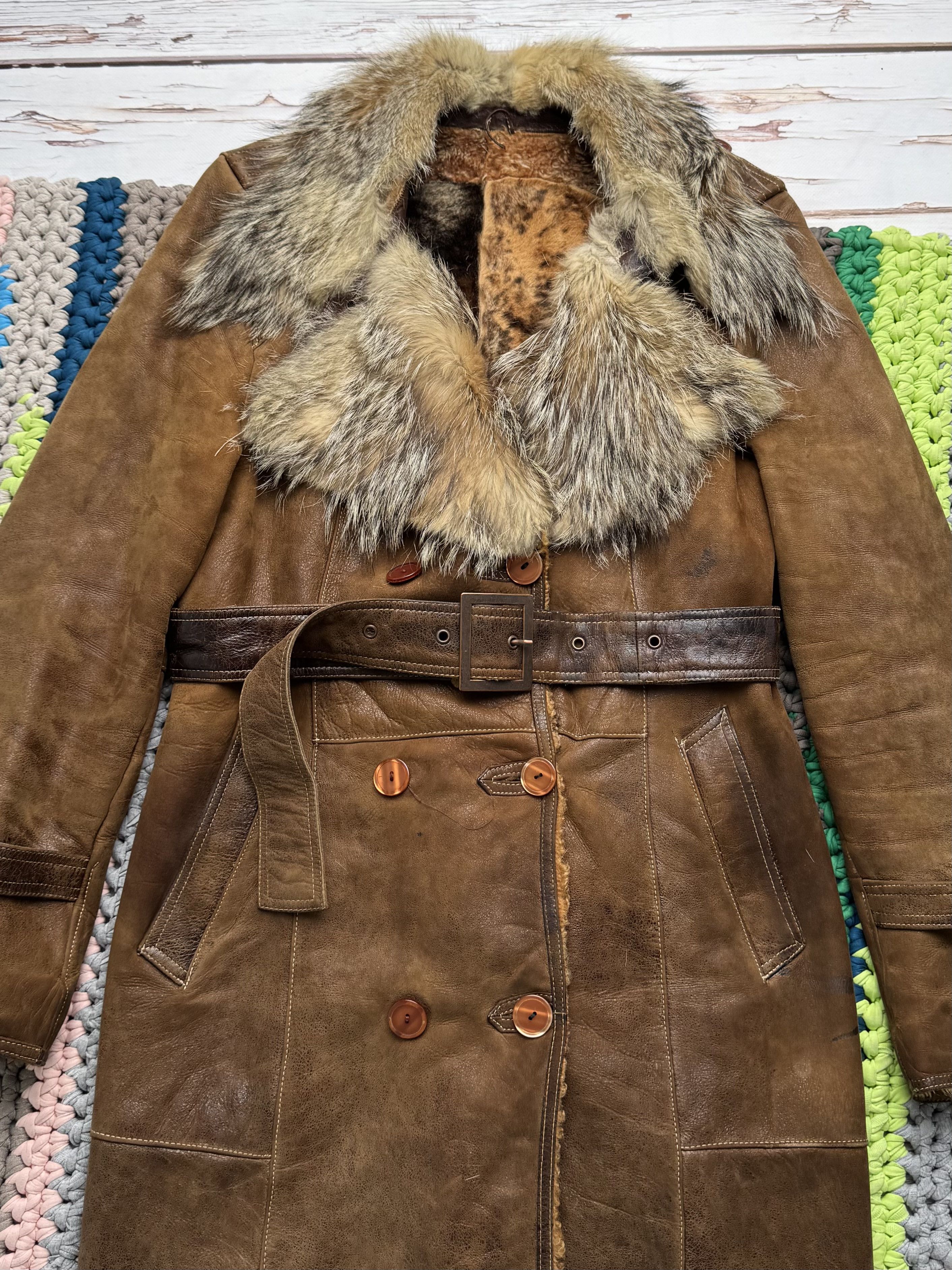 Vintage Vintage Brown Sheepskin Coat Belted Long Winter Size M / US 6-8 / IT 42-44 - 6 Thumbnail