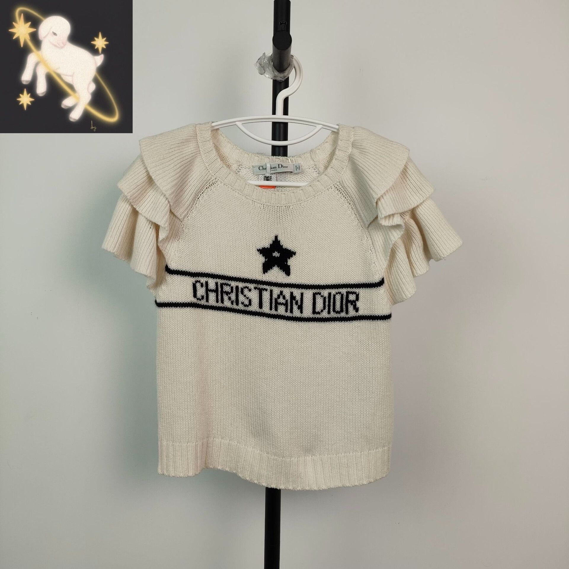 Dior Dior 23SS Star Ruffle White Knit Short Sleeve Size S / US 4 / IT 40 - 1 Thumbnail
