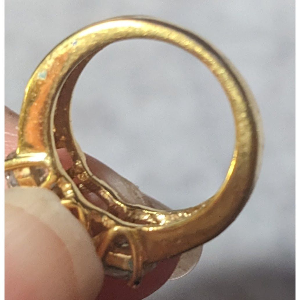 Other Glamorous Bright Gold Tone Large Three Stone Cubic Zirconia Size ONE SIZE - 4 Thumbnail