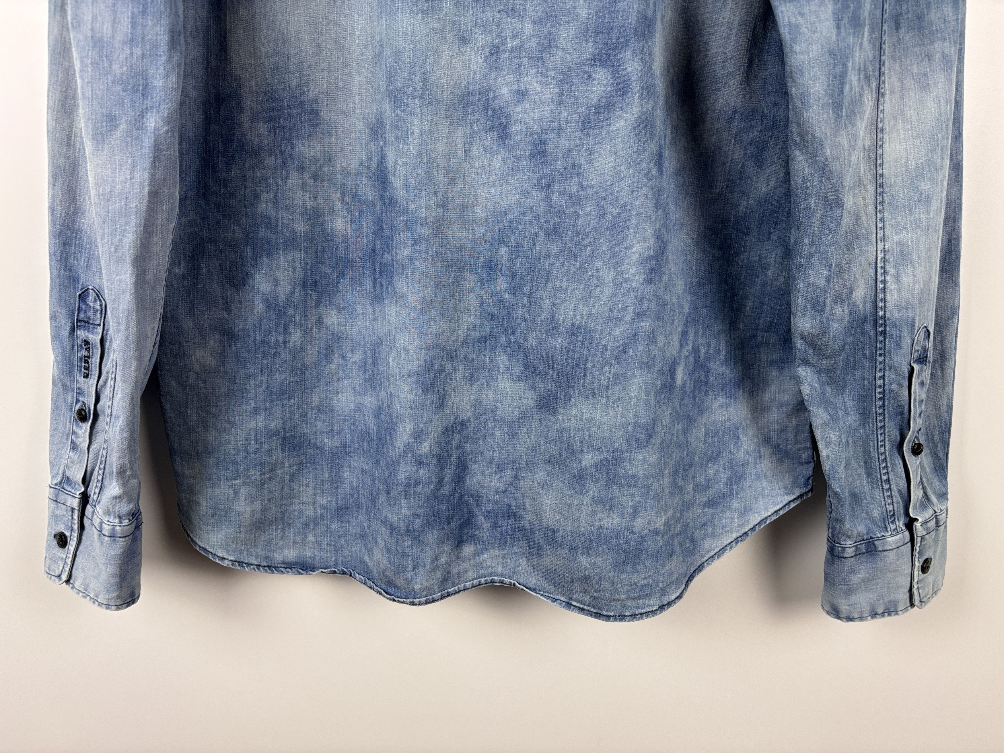 Replay Mens Replay Acid Wash Denim Button Up Shirt Blue Size XL Size US XL / EU 56 / 4 - 6 Thumbnail