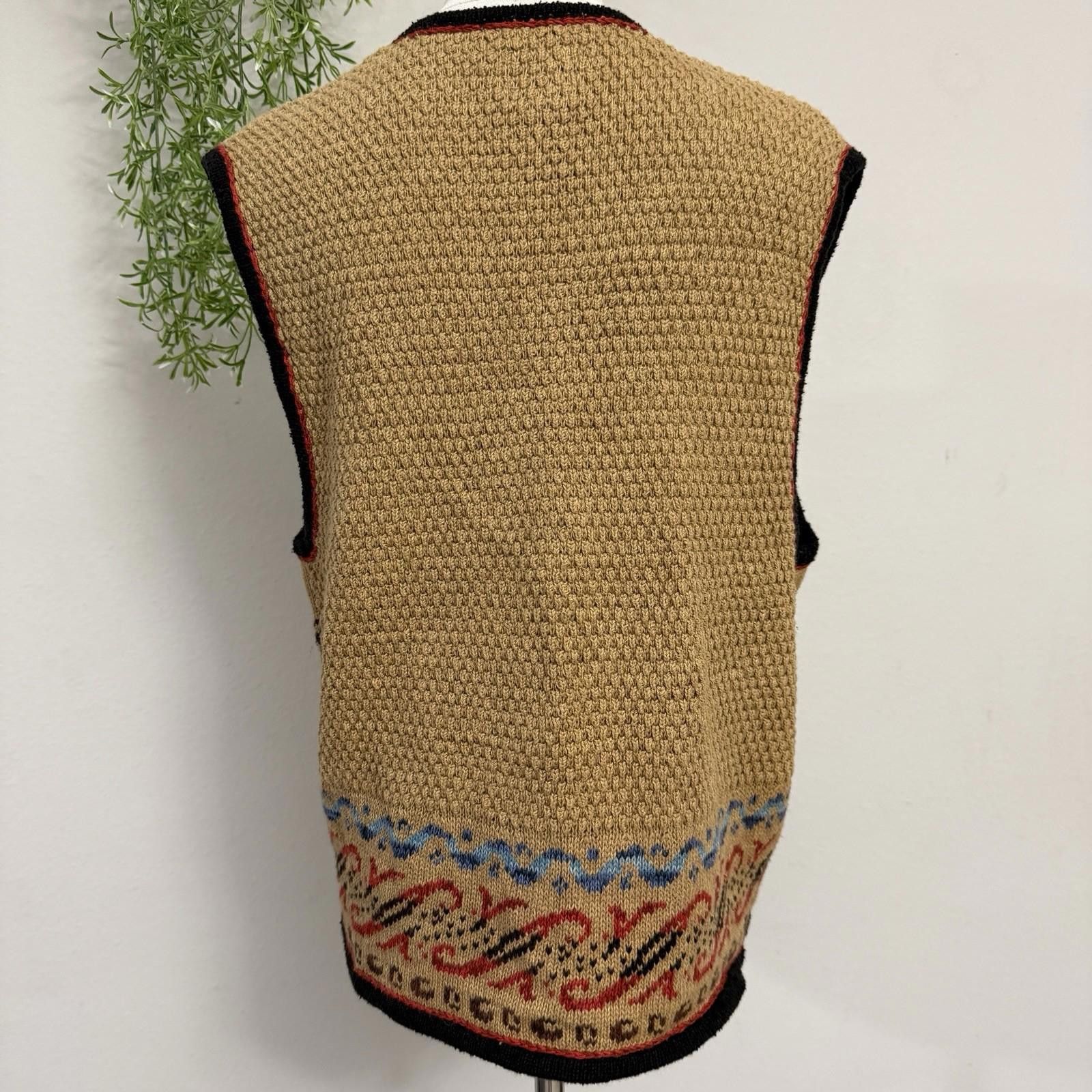 Designer Vintage Embroidered Coffee Vest Zip Up Womens XL Size XL / US 12-14 / IT 48-50 - 5 Thumbnail