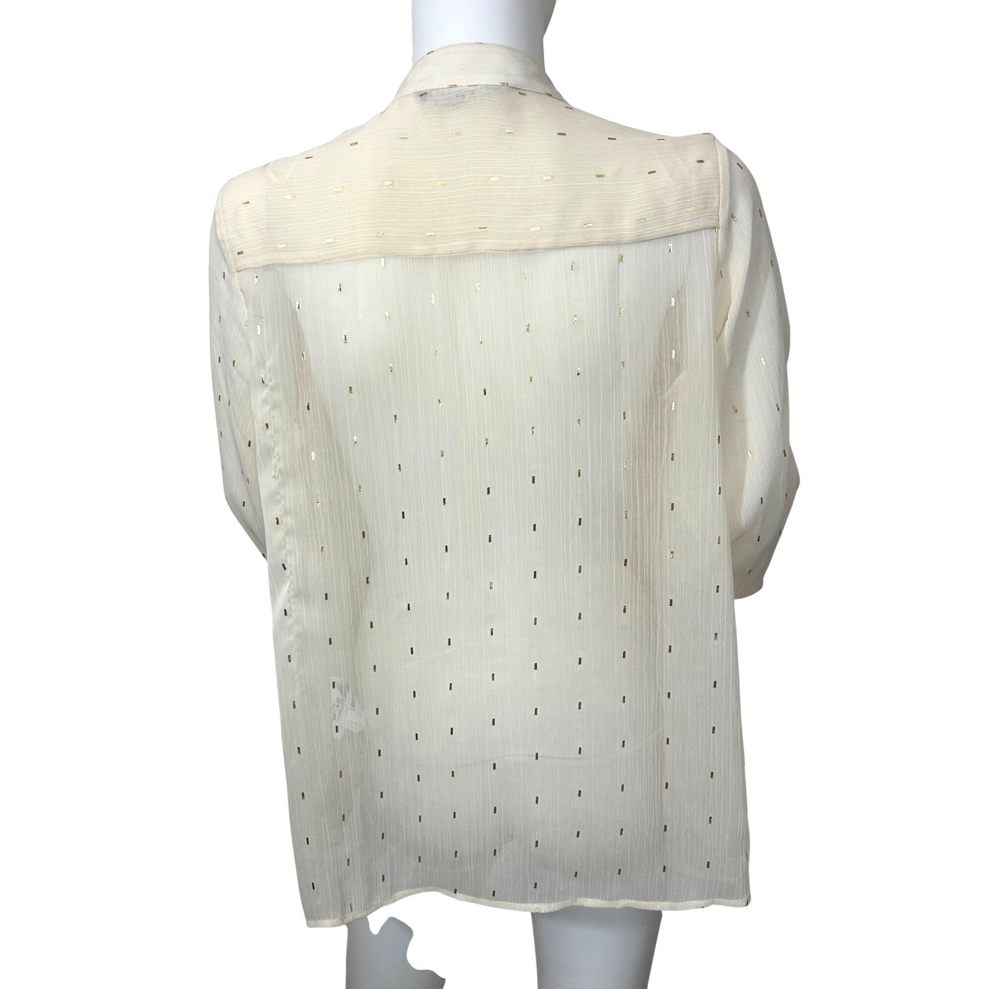 Zara Zara Ecru Cream Blouse S Gold Metallic Dashes Band Neck Gold Size S / US 4 / IT 40 - 3 Thumbnail