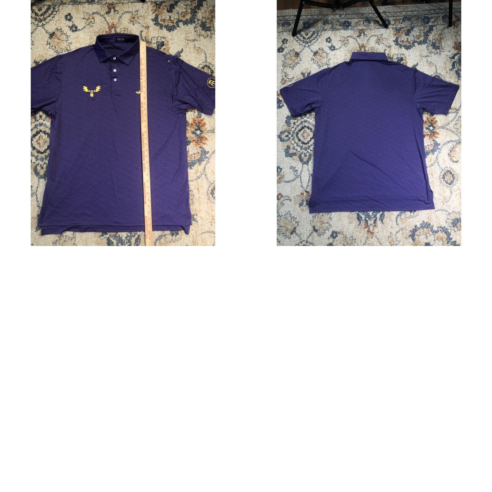 Vintage Southern Marsh Polo Shirt Mens L Purple Barstool Moose Print Short Sleeve Size US L / EU 52-54 / 3 - 8 Thumbnail