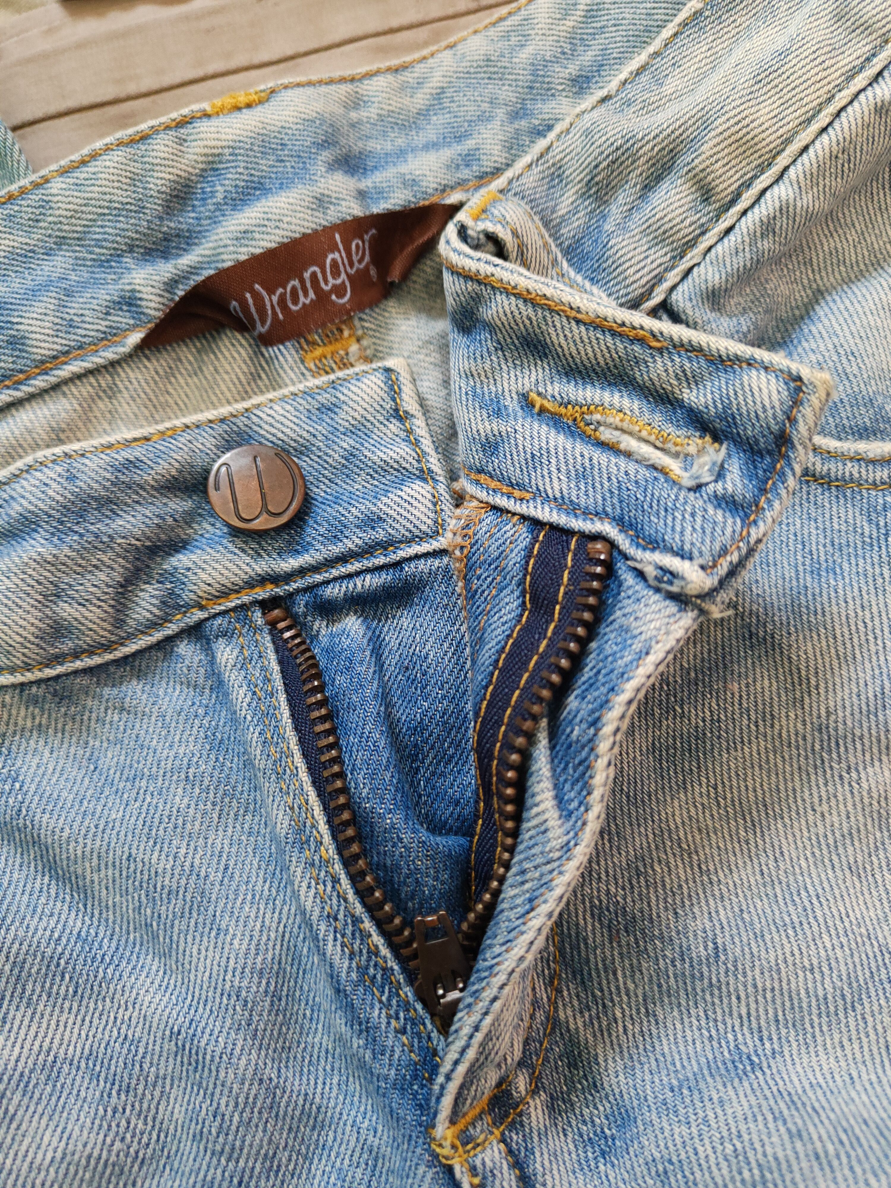 Japanese Brand Wrangler Blue Faded Distressed Bootcut Jeans #S2017 Size 29" - 15 Thumbnail