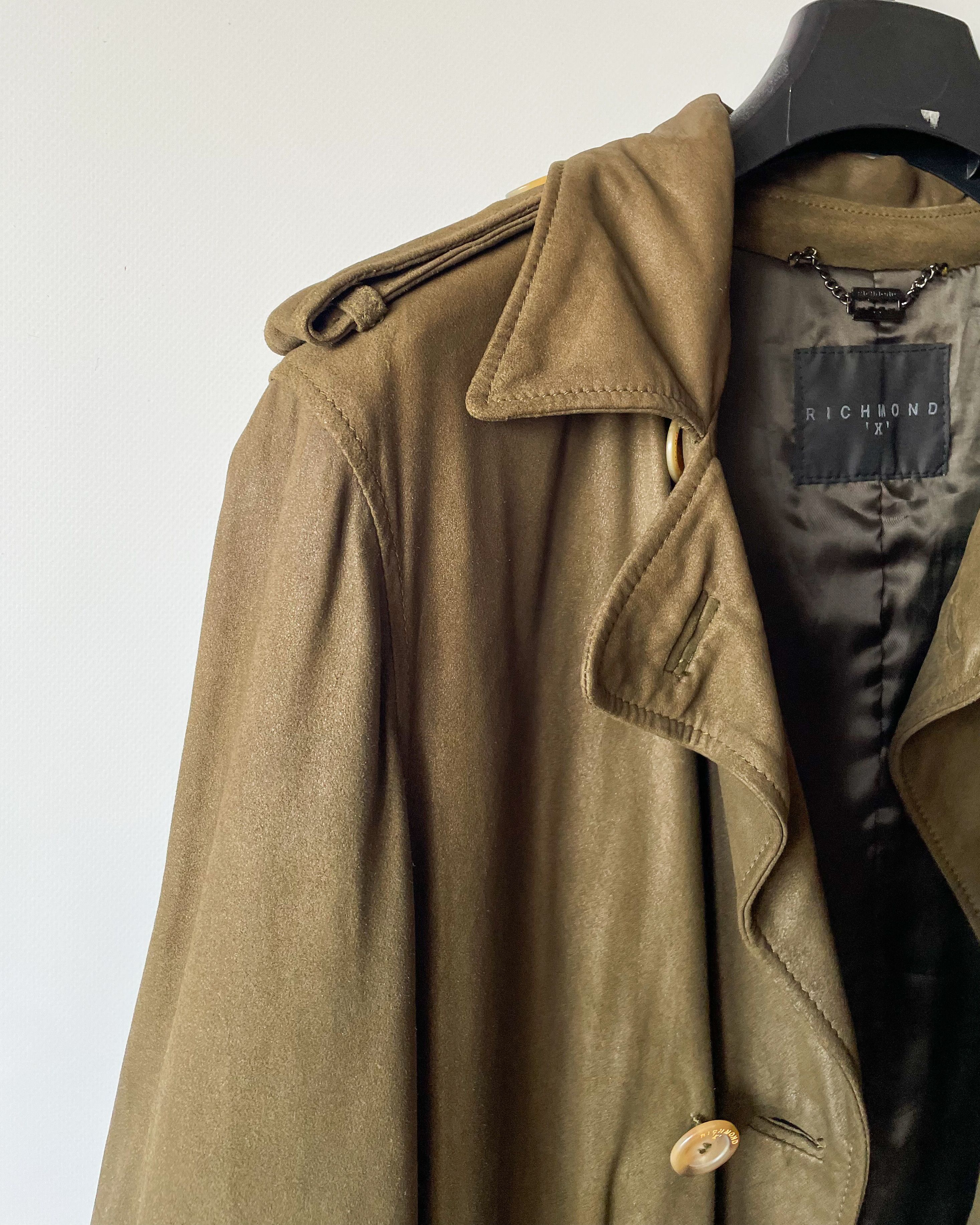 John Richmond Richmond X Suede Men’s Double Breasted Trench Coat Size US M / EU 48-50 / 2 - 8 Thumbnail