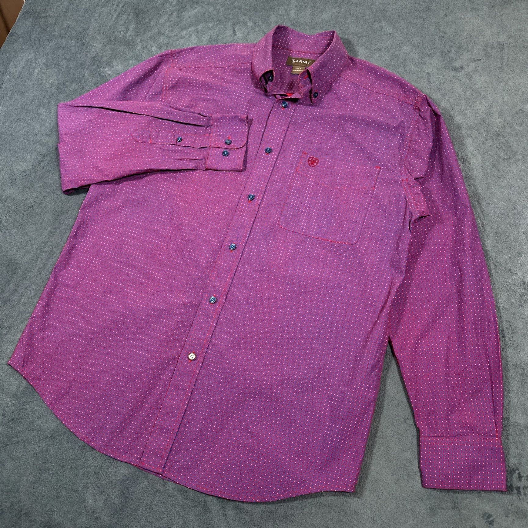 Ariat Ariat Button-Up Shirt Mens Medium Purple Geometric Western Cowboy 100% Cotton Size US M / EU 48-50 / 2 - 2 Thumbnail