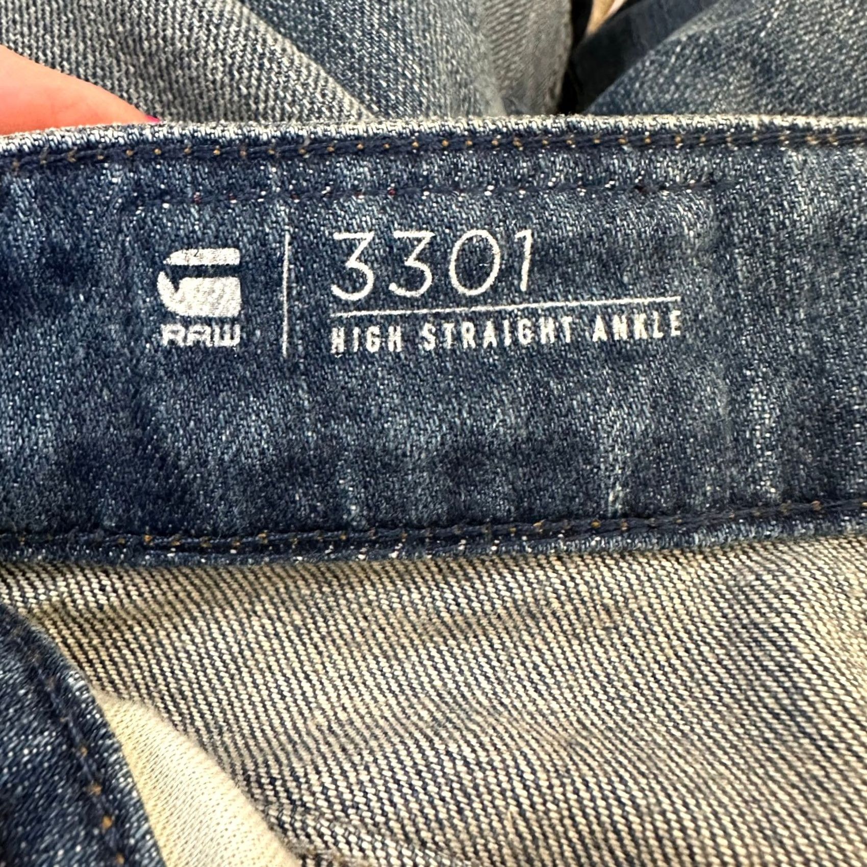 Vintage G-Star Raw 3301 High Straight 90s Ankle Jeans Antic Indigo W28 L30 Women 5-Pocket Denim Stretch Regular Button Zip Classic 90s Theme Size 28" / US 6 / IT 42 - 7 Thumbnail