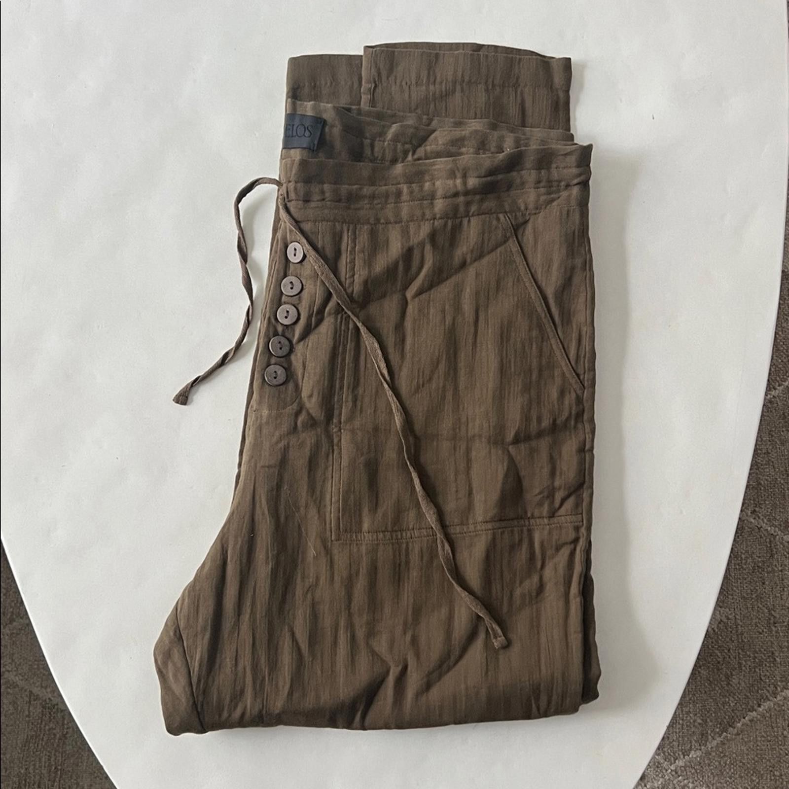 Delong DELOS 100% Cotton Casual Drawstring Soft Straight Leg Pants Size US 32 / EU 48 - 6 Thumbnail