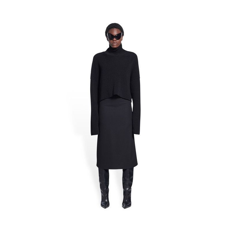 Balenciaga o1bcso1str0326 Cropped Sweater in Black Size M / US 6-8 / IT 42-44 - 2 Thumbnail