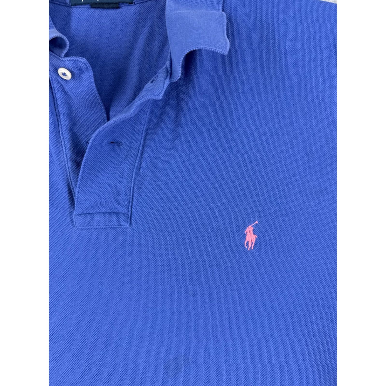 Ralph Lauren VINTAGE Ralph Lauren Polo Shirt Men L Blue 100% Cotton Short Sleeve Slim Fit Logo Embroidered Casual Mens Size US L / EU 52-54 / 3 - 6 Thumbnail