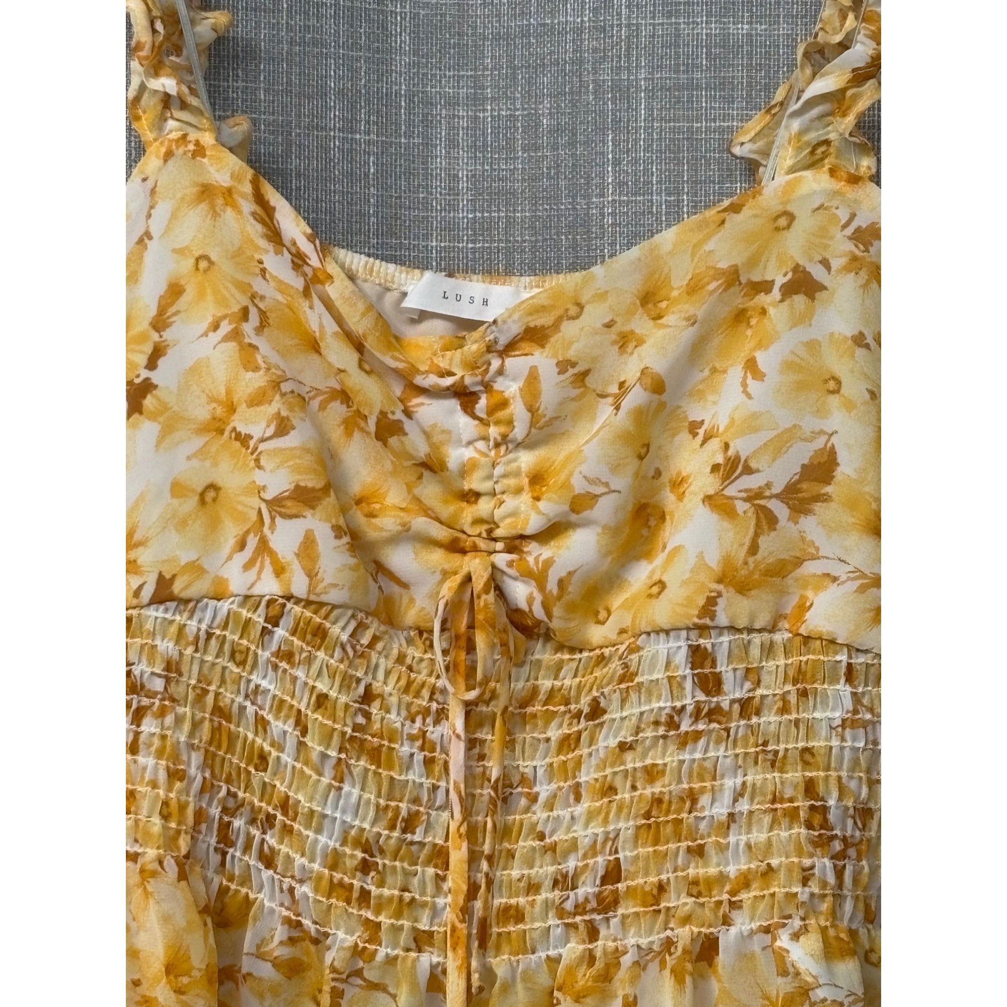 Other Lush Floral Tie Front Tank Top Gold Brown, Sz. M Size M / US 6-8 / IT 42-44 - 4 Thumbnail