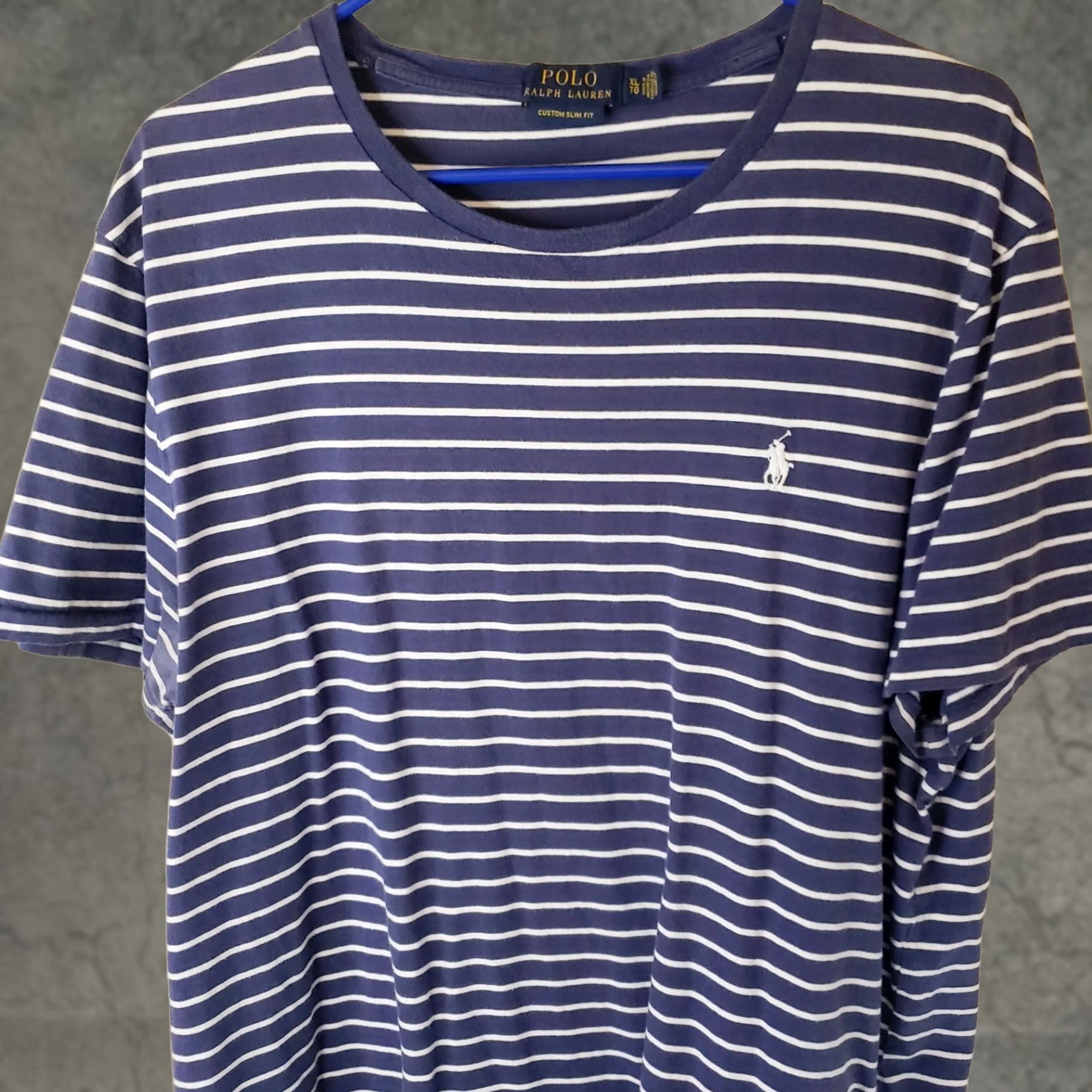 Polo Ralph Lauren Polo Ralph Lauren Shirt Men XL Blue Striped Slim Fit Crew Neck T-Shirt Jersey Cotton Short Sleeve Size US XL / EU 56 / 4 - 1 Thumbnail
