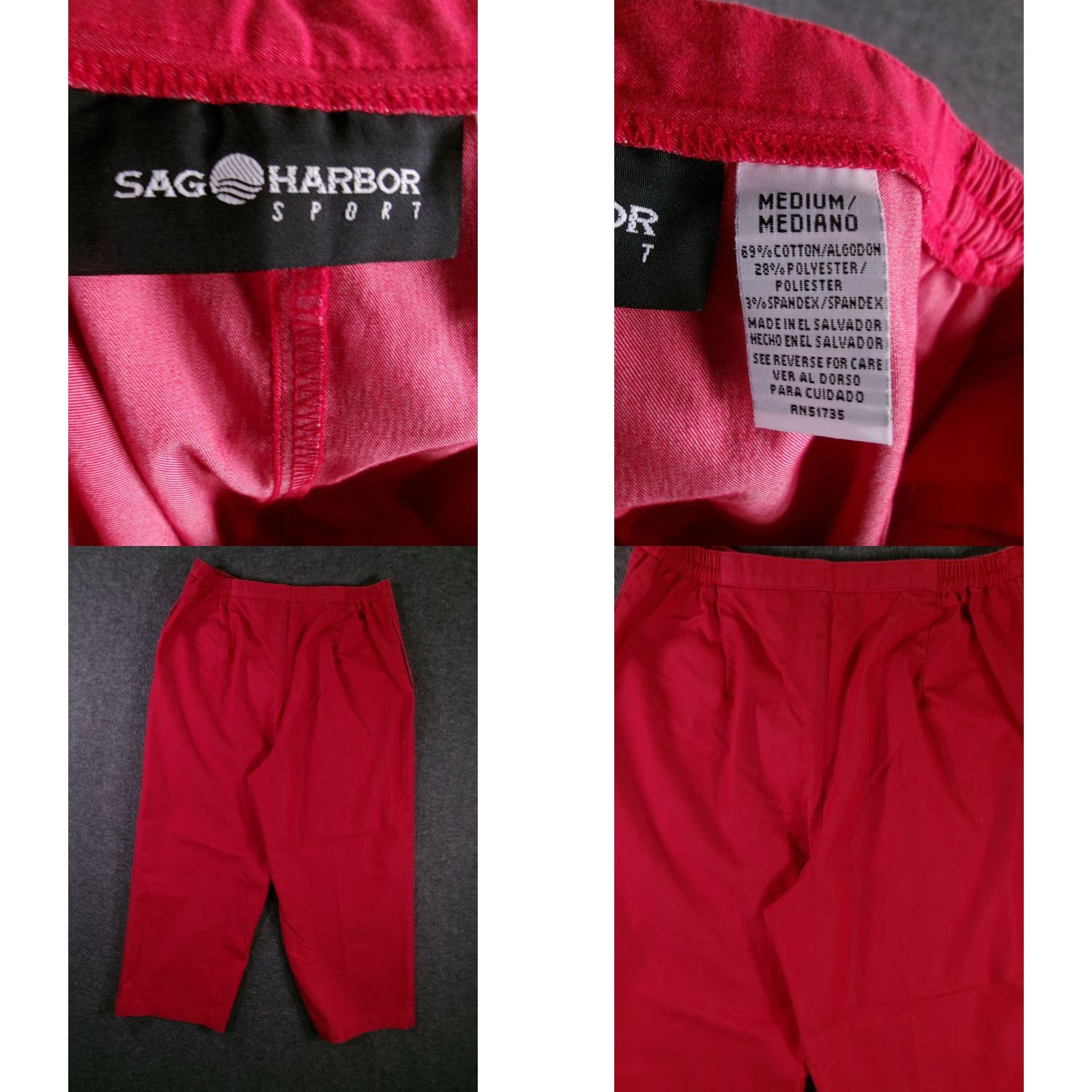 Vintage Sag Harbor Sport Pants Womens M Cropped Pull On Elastic Waist Side Pockets Red Size 32" / US 10 / IT 46 - 8 Thumbnail