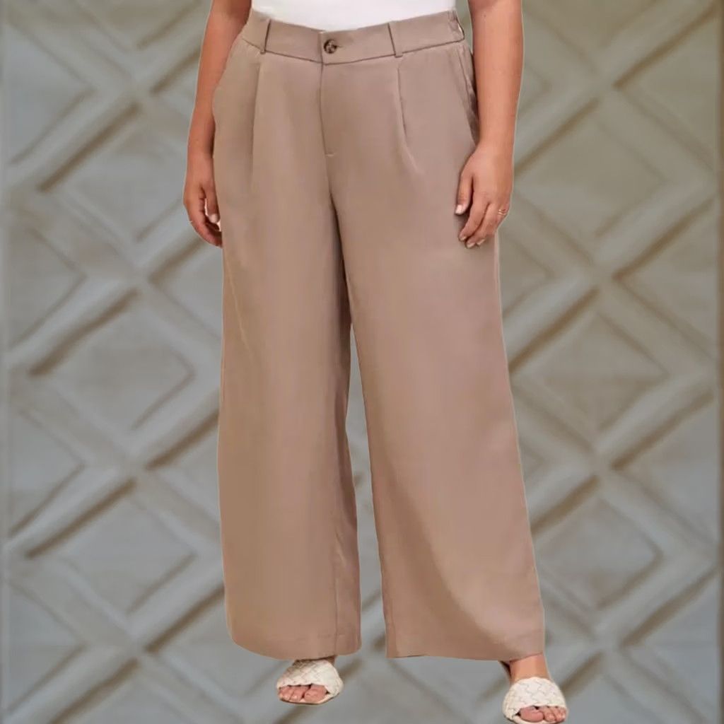 Torrid Torrid Plus Size Linen Wide Leg Pants Brown Flax Tan Size 42" / US 20 - 1 Thumbnail