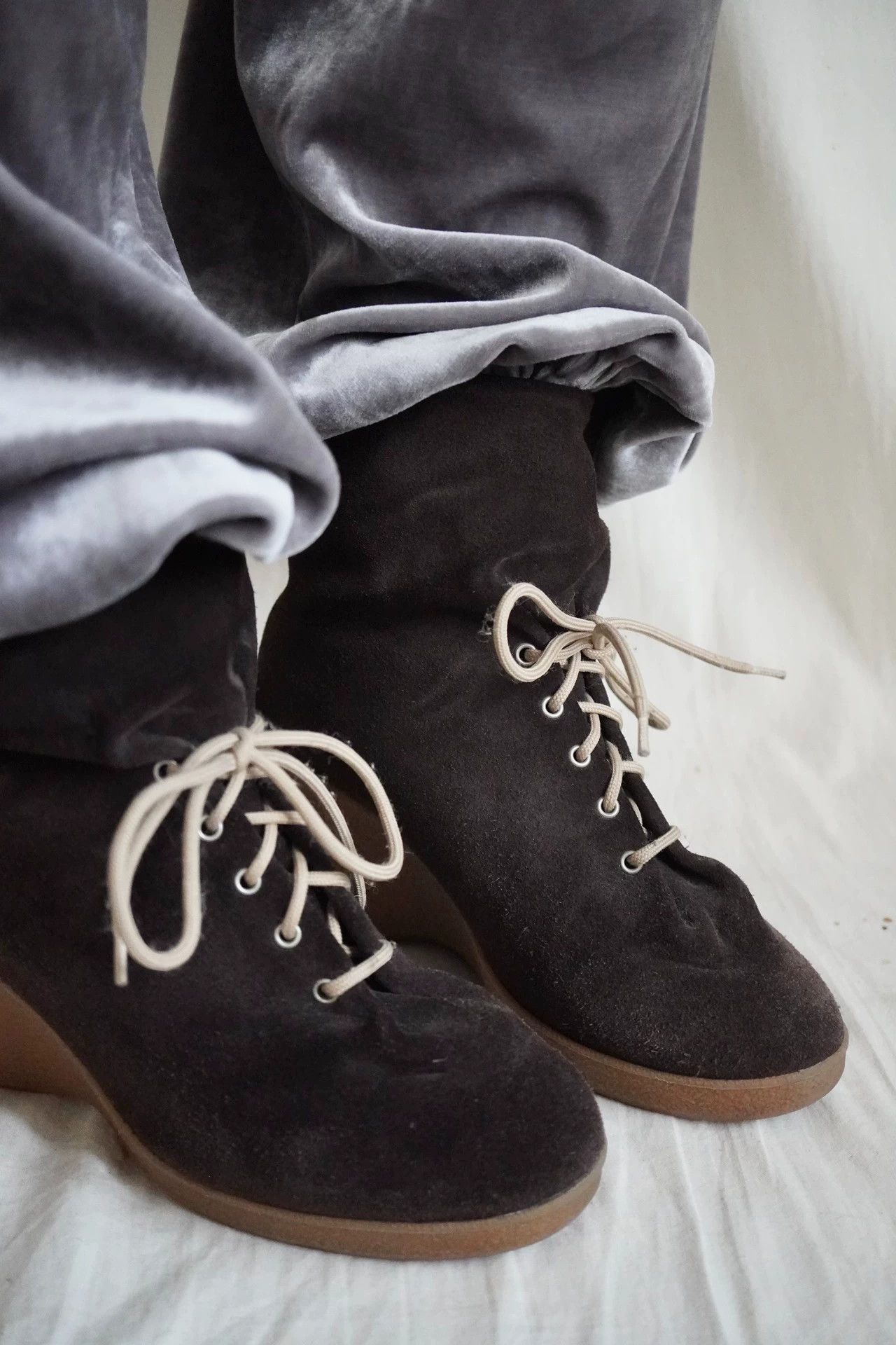Maison Margiela Margiela mm6 05 Brown Suede Lamb Fur Wedge Short Boots 37 (36) Size US 6.5 / IT 36.5 - 7 Thumbnail