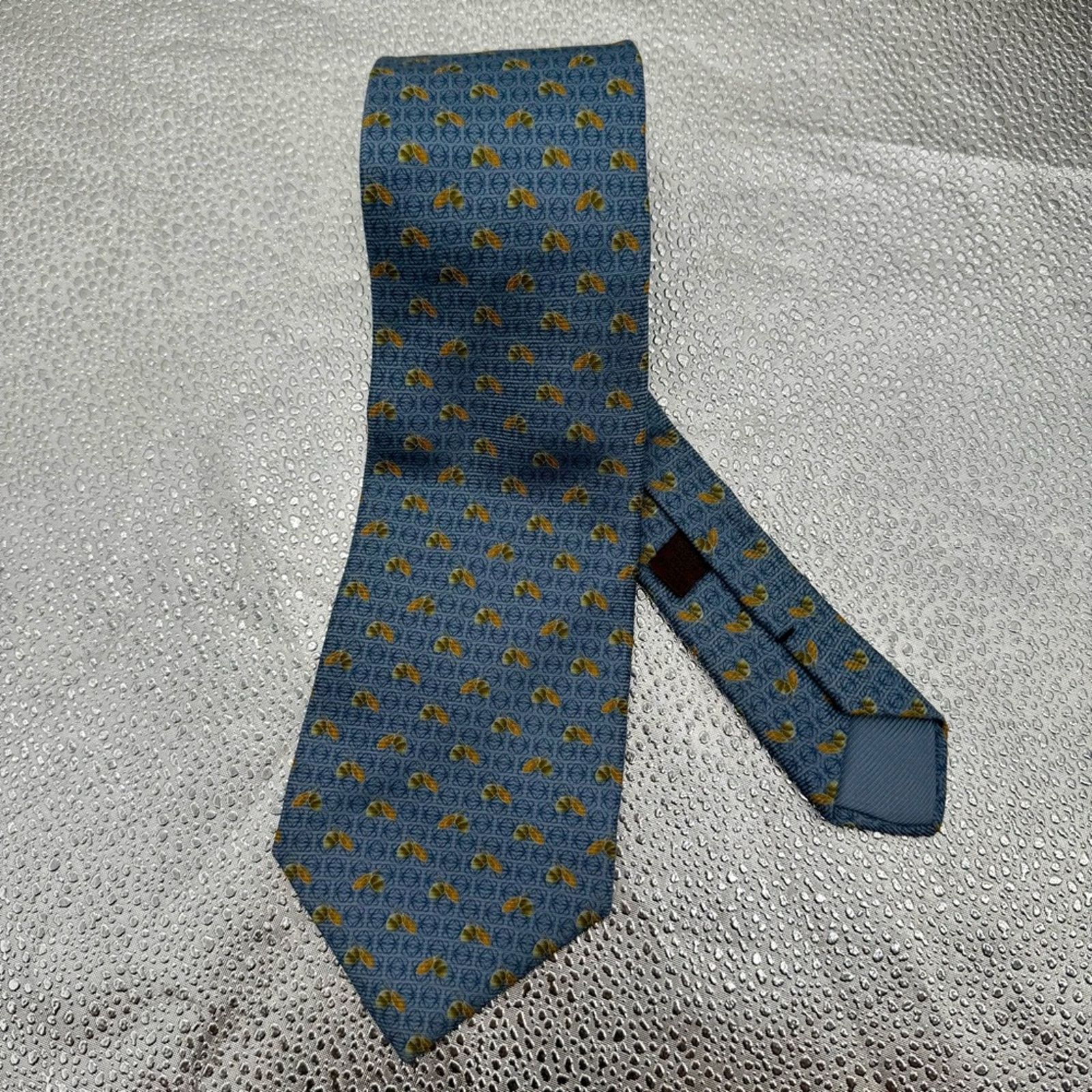 Loewe Loewe Men’s Tie 100% Silk Blue Logo Embroidered Size ONE SIZE - 4 Thumbnail