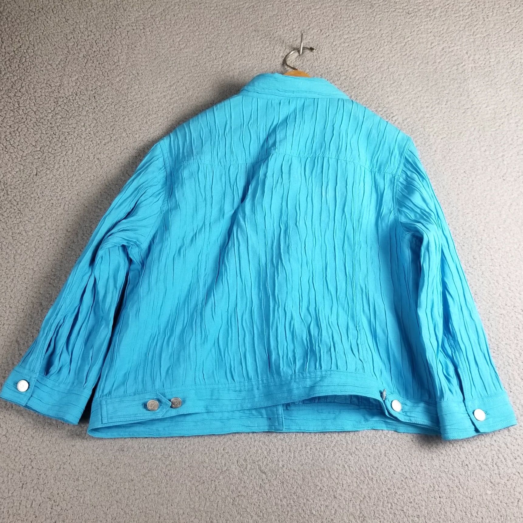 Vintage VINTAGE Lark Lane Women Jacket Casual Long Sleeve Button-Up Bohemian Ruffle Stretch Size 14 Blue Size XL / US 12-14 / IT 48-50 - 7 Thumbnail