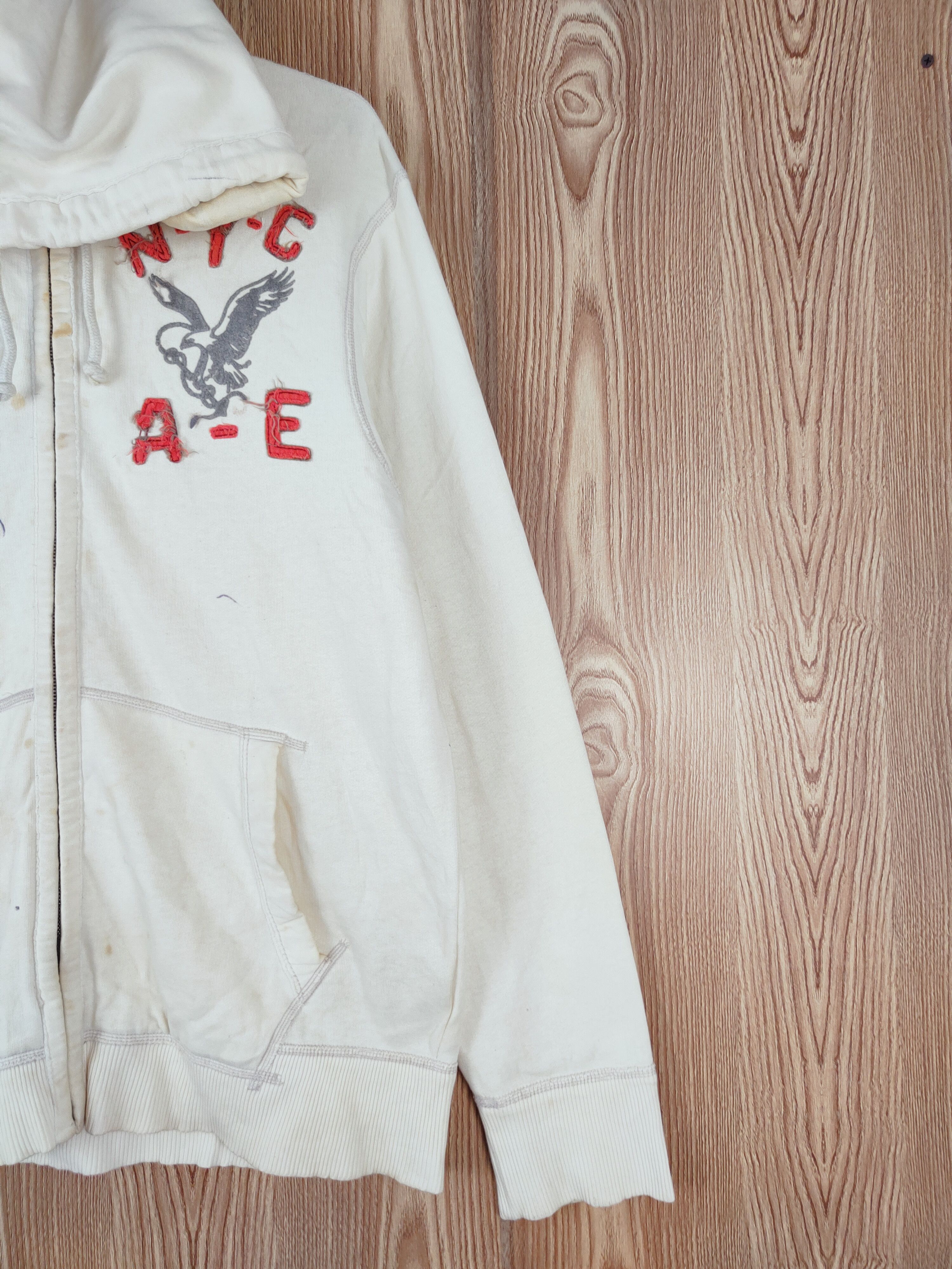 American Eagle Outfitters × Vintage American Eagle Outfitters Faded Cream Hoodie Sweatshirts Size US L / EU 52-54 / 3 - 6 Thumbnail