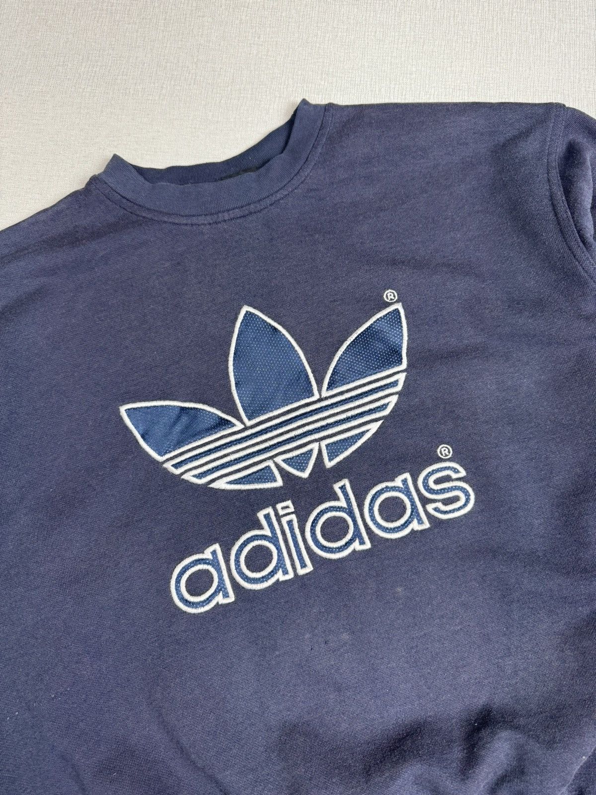 Adidas × Vintage Men’s Vintage 90’ Adidas Oversized Big Logo Sweatshirt S/M Size US M / EU 48-50 / 2 - 2 Thumbnail