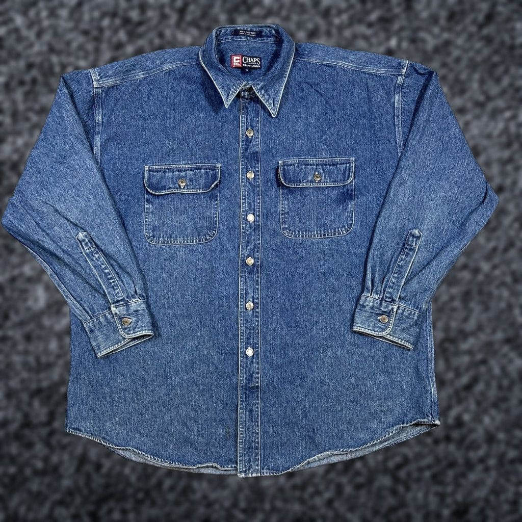 Ralph Lauren VINTAGE Chaps Ralph Lauren Denim Shirt Mens XL Blue Long Sleeve Workwear 90s Shirt Mens XL Blue Denim Size US XL / EU 56 / 4 - 1 Thumbnail