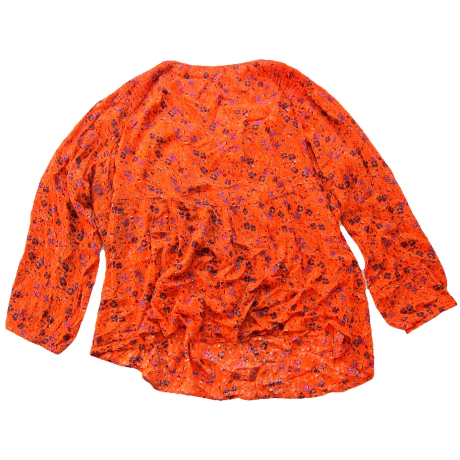 Old Navy Old Navy Floral Blouse Woman 2XL Tunic Long Sleeve Round Neck Peasant 54" Bust Orange Pink Rayon Floral Blouse Women XXL Size XXL / US 16-18 / IT 52-54 - 2 Thumbnail