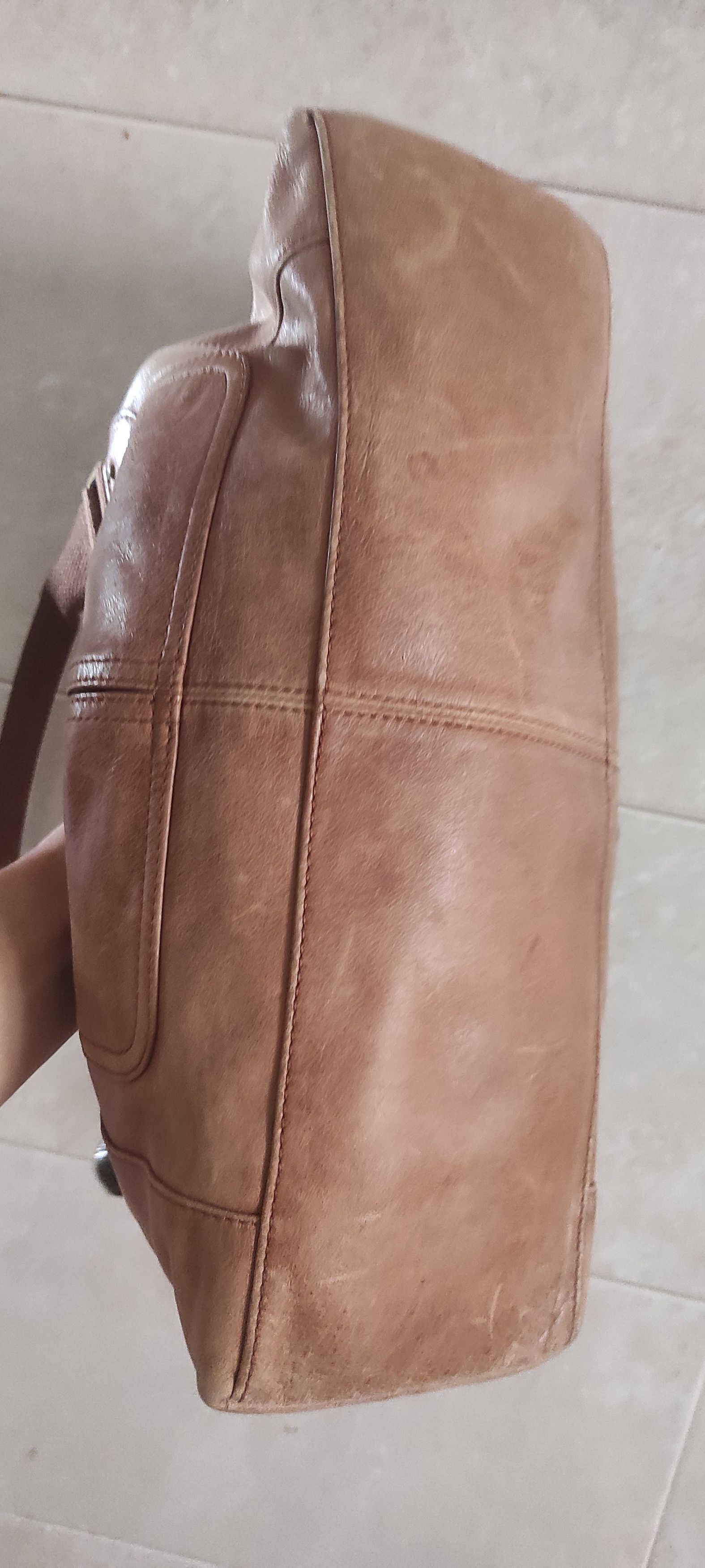 Kipling Shoulder Bag Brown Leather Brass Monkey Zip Top