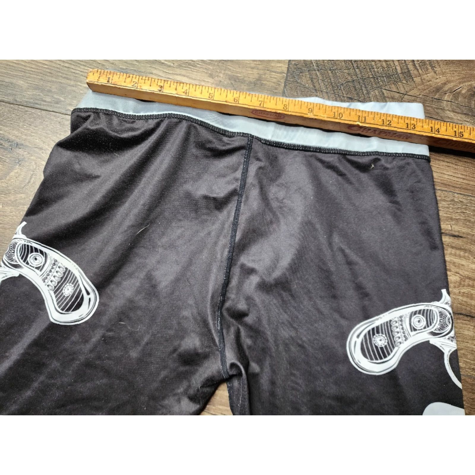 Vintage Xlusion Womens XL Pants Activewear All Over Print Ombré 2A Black Stretch Athletic Inseam 27 in Regular Fit Compression Size 40" / US 18 - 2 Thumbnail