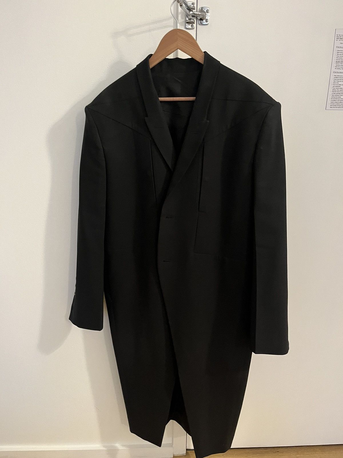 image of Rick Owens Fw 22 Black Tatlin Coat, Men's (Size Small)