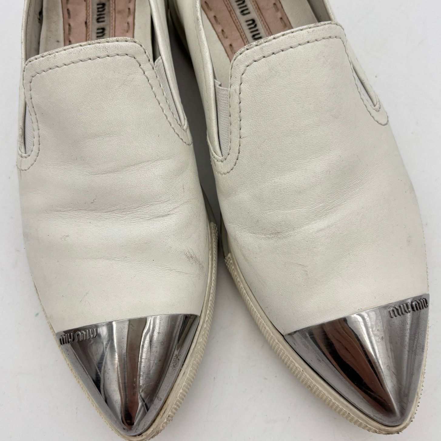 Miu Miu Miu Miu Leather Metal Point Cap Toe Slip On Shoes 35.5 / 5.5 Size US 5.5 / IT 35.5 - 10 Thumbnail