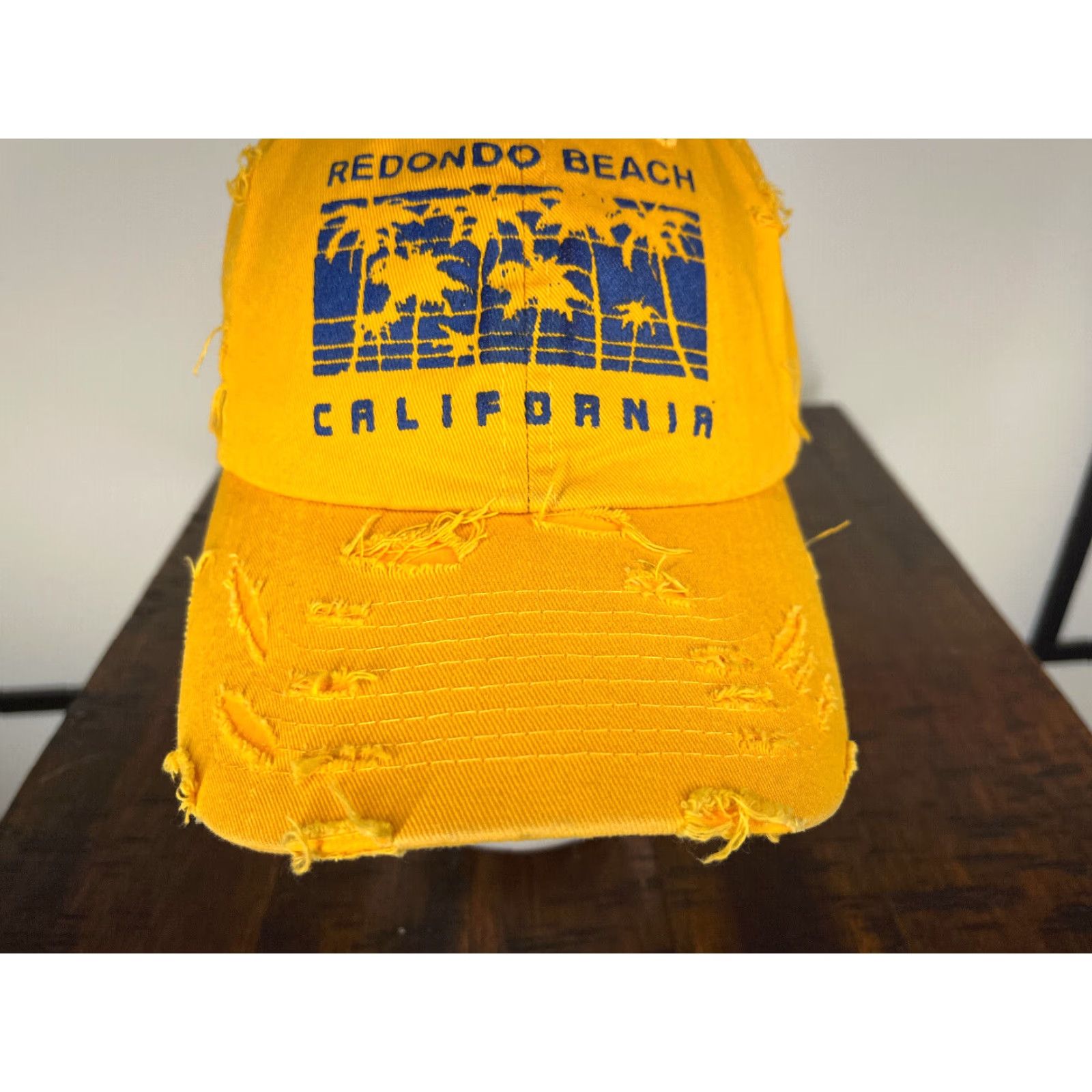 Vintage 4350 District Redondo Beach California Hat Cap Strap Back Womens OS Yellow Distressed Cotton Baseball CapOS Size ONE SIZE - 3 Thumbnail