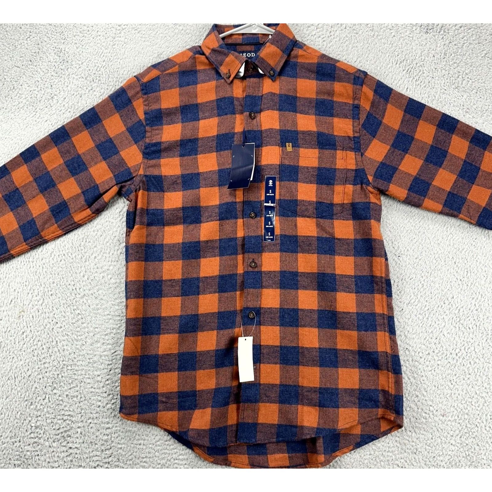 Izod VINTAGE Izod Flannel Shirt Mens Small Orange Blue Check Stratton Button Down Adult NEW Size US S / EU 44-46 / 1 - 3 Thumbnail