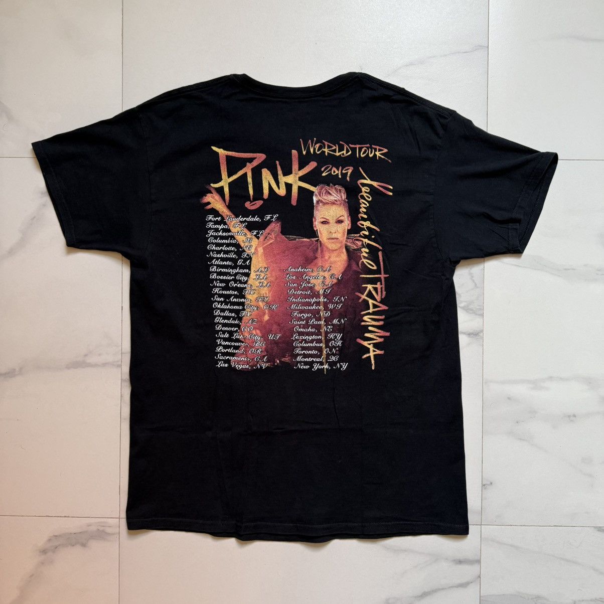 Band Tees × Pink Pink Beautiful Trauma 2019 World Tour Tee Size US L / EU 52-54 / 3 - 3 Thumbnail