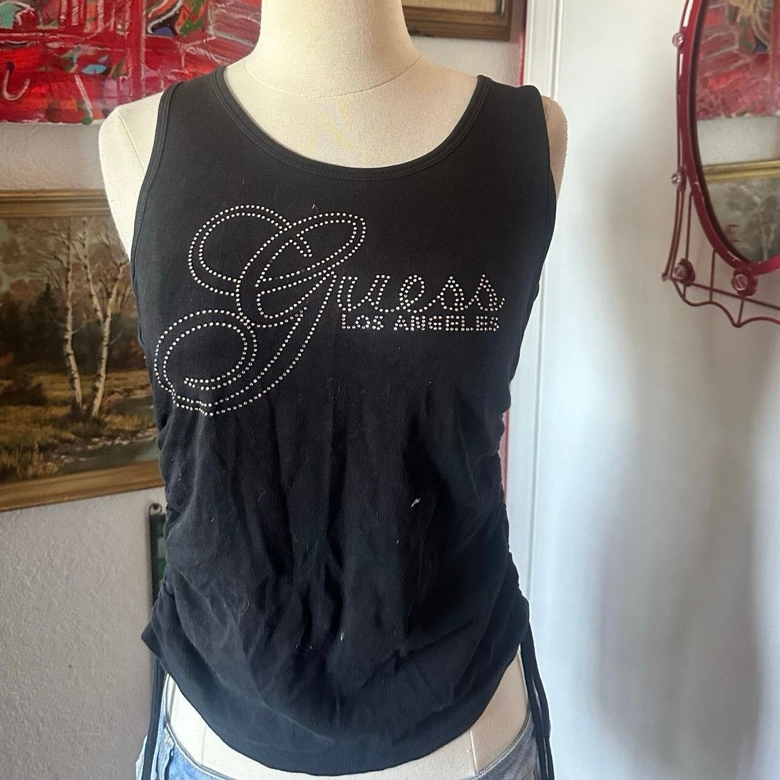 Guess guess bedazzled jewel black tank top Size L / US 10 / IT 46 - 2 Thumbnail