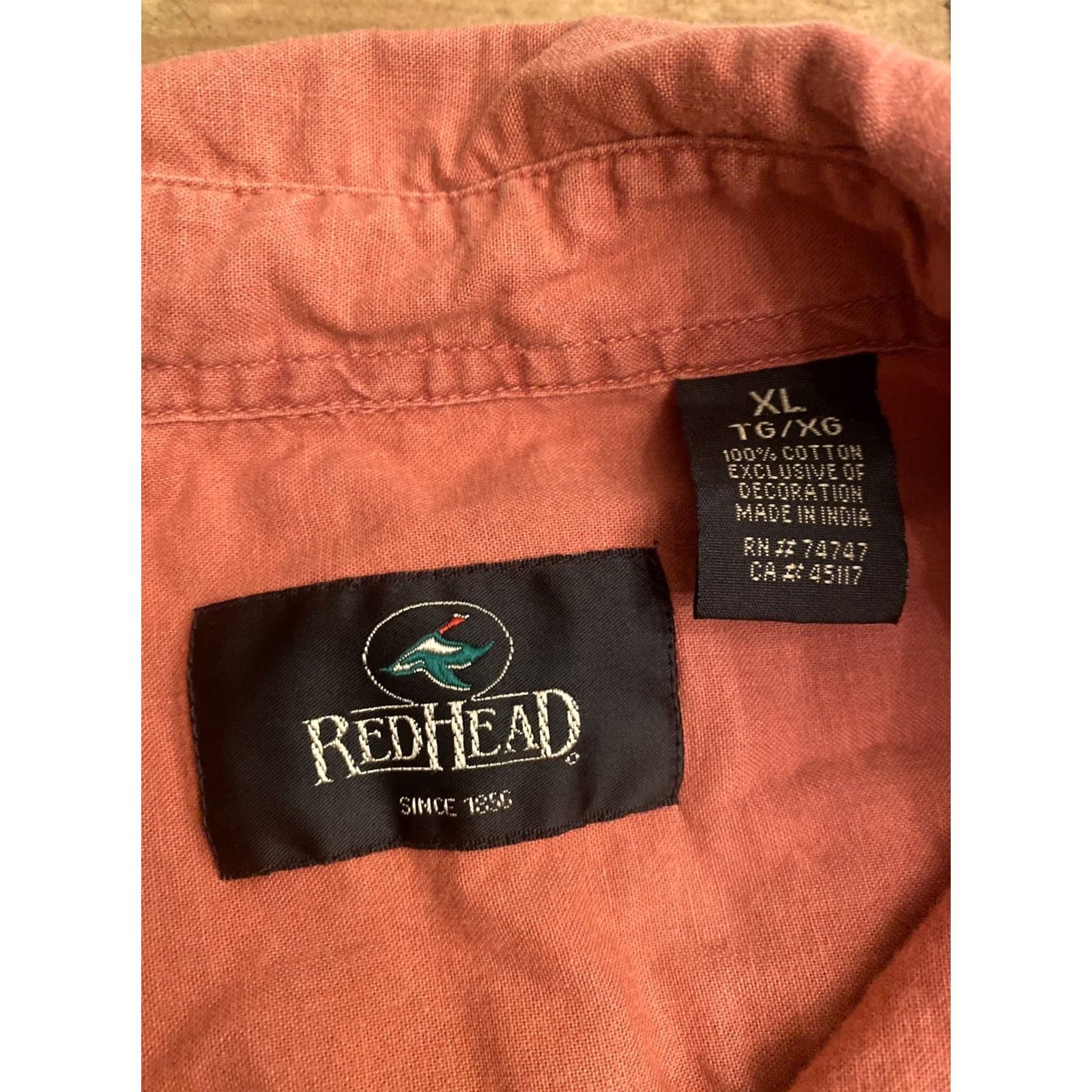 Vintage RedHead Shirt Button-Up Short Sleeve Embroidered Bass Fish On Front Sz XL Mens Regular Red Head Button-Down Shirt Size US XL / EU 56 / 4 - 3 Thumbnail
