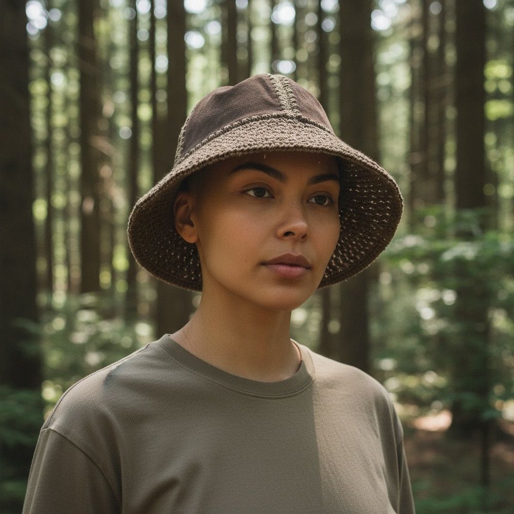 Anthropologie New Anthropologie Suede Crochet Bucket Hat Size ONE SIZE - 1 Thumbnail
