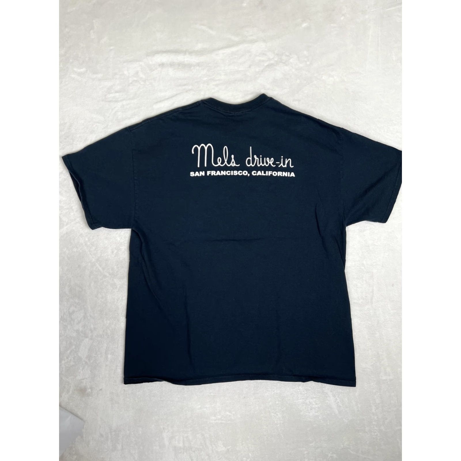 Gildan Mels Drive-In Classic Street Rod T-Shirt Mens XL Black Car Graphic Hot Rod Size US XL / EU 56 / 4 - 7 Thumbnail