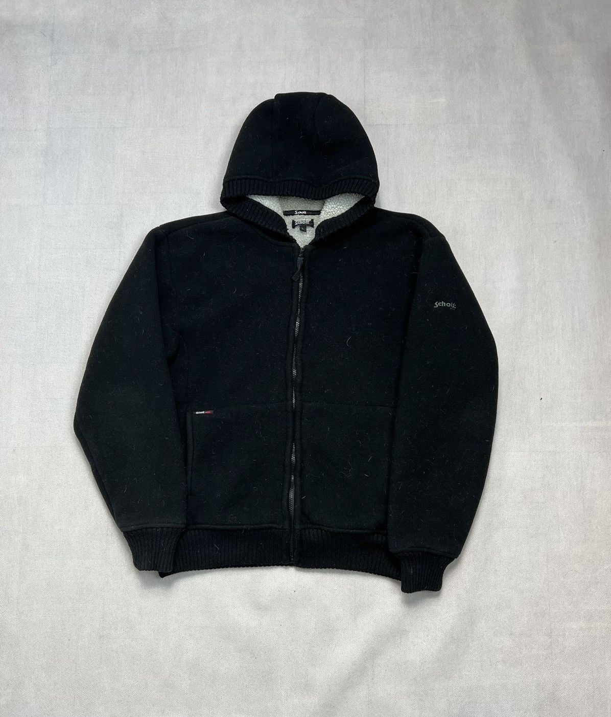 【schott】Hooded nylon jacket 90's 90's Schott Nylon Jacket Black Men's XXL Waist Drawcord Outerwear