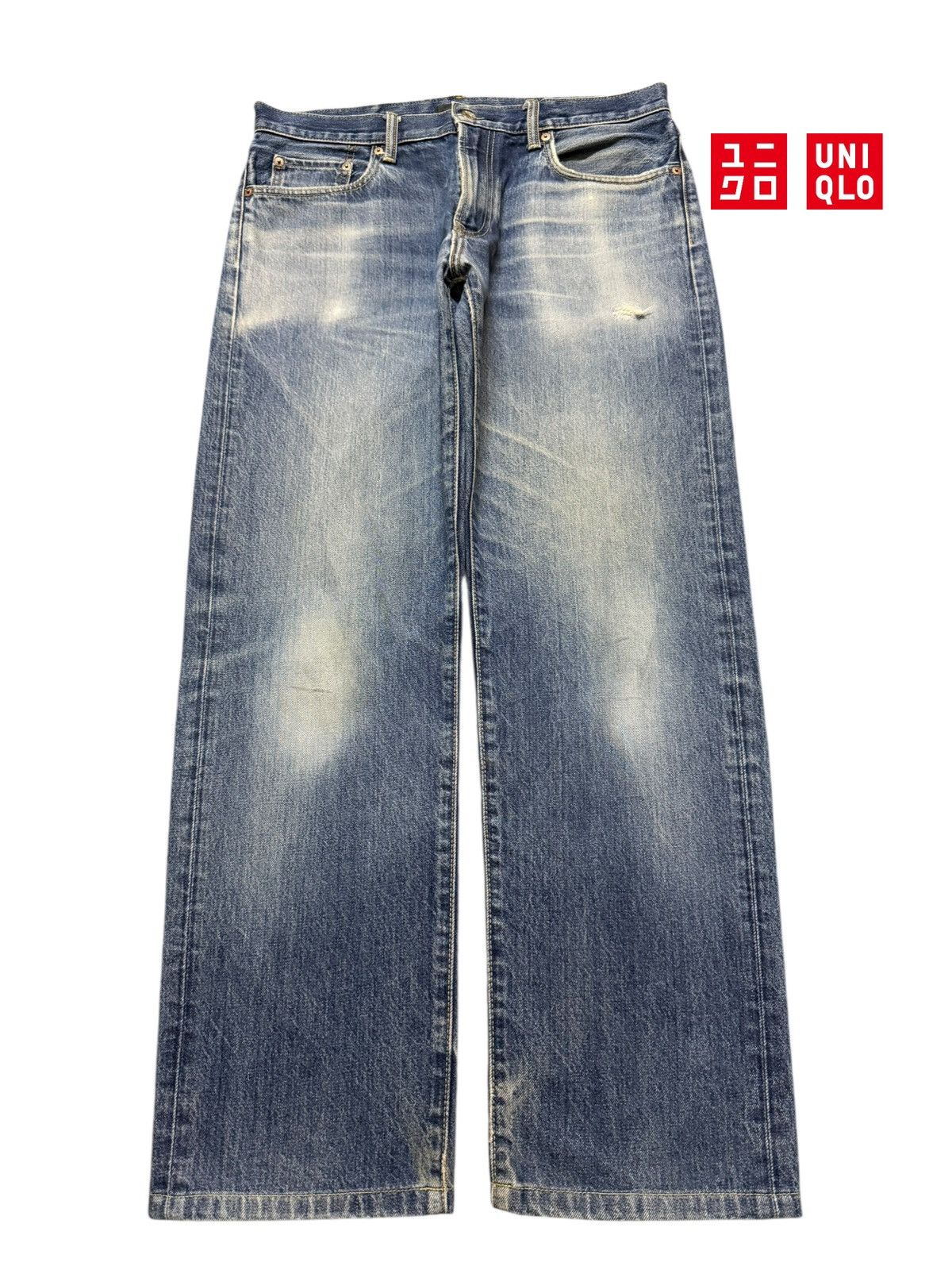 Uniqlo Vintage Y2K Japanese Uniqlo Blue Faded Wash Regular Fits Size US 33 - 1 Thumbnail